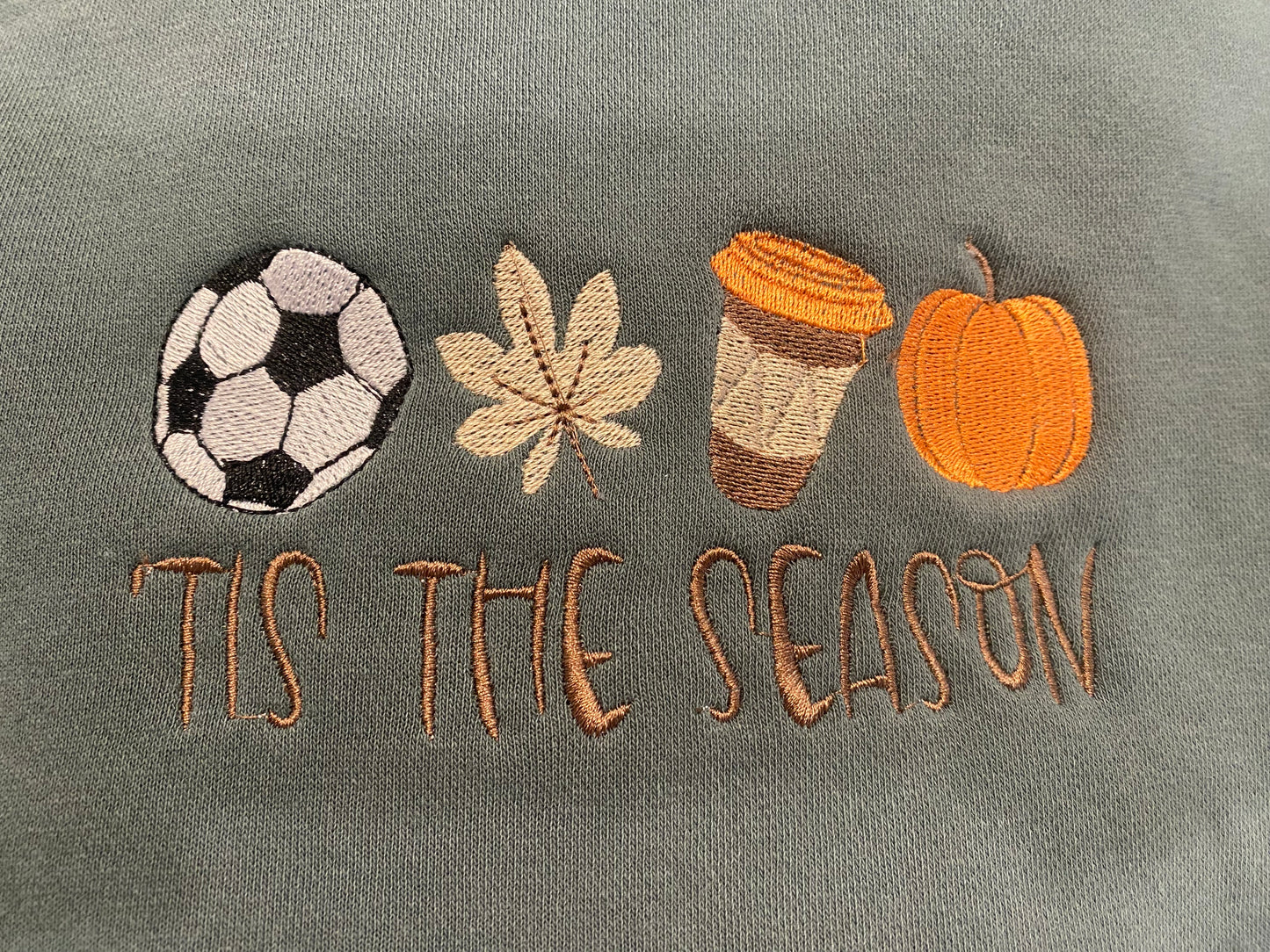 TIS THE SEASON FALL SOCCER embroidered crewneck sweatshirt
